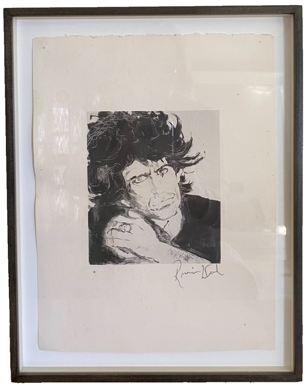 Ronnie Wood Keith Richards Portrait Woodcut Print Float Mount Signed Framed