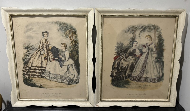 Antique Leroy Imp Paris La Mode Illustree Lithographs, One Signed Anais Toudouze