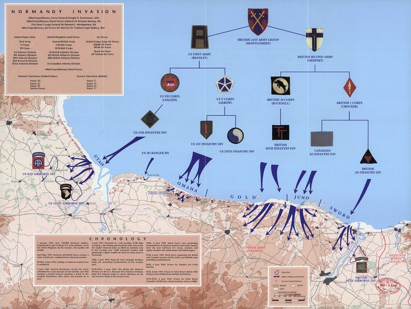1944 War Map D-Day 6th of June Normandy Military WWII History Wall Poster Dday