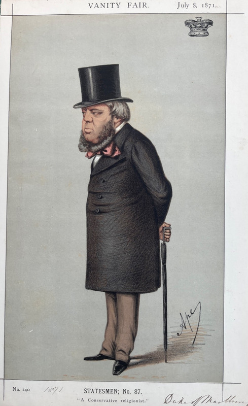 1871 Antique Print: Vanity Fair Caricature ‘Conservative religionist’ Churchill