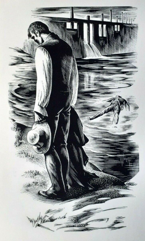 MILLER PARKER Mill Pond Print of a Woodcut Agnes MP Sluice-gate C1948