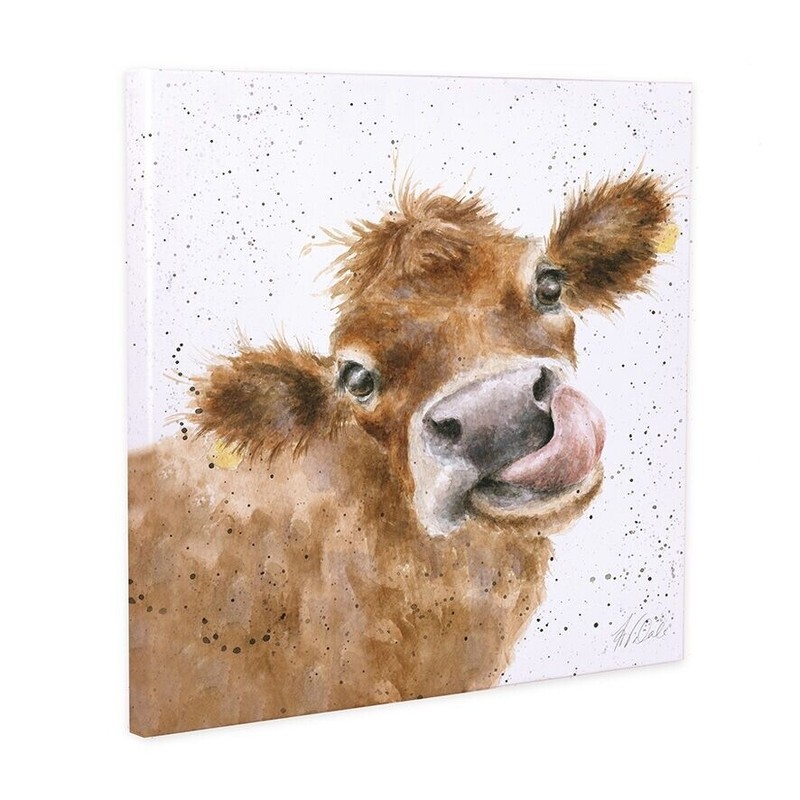 Wrendale Moo 20cm Canvas – Handmade Dairy Cow Wall Art by Hannah Dale