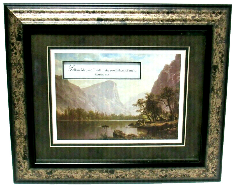 Mountains Landscape Framed Art Mirror Lake Albert Bierstadt Religious Fishermen
