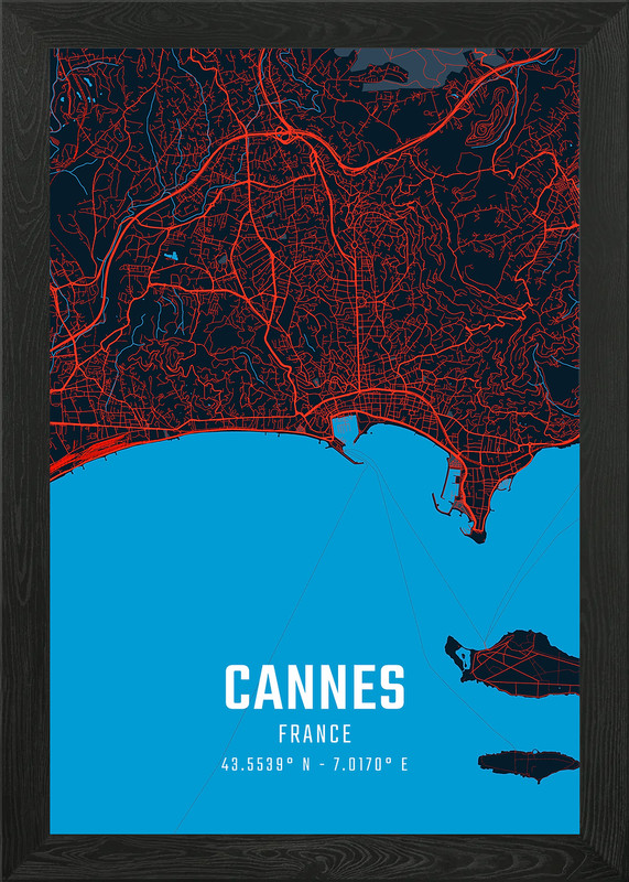 Cannes City Map Framed Wall Art Poster Canvas Print Picture