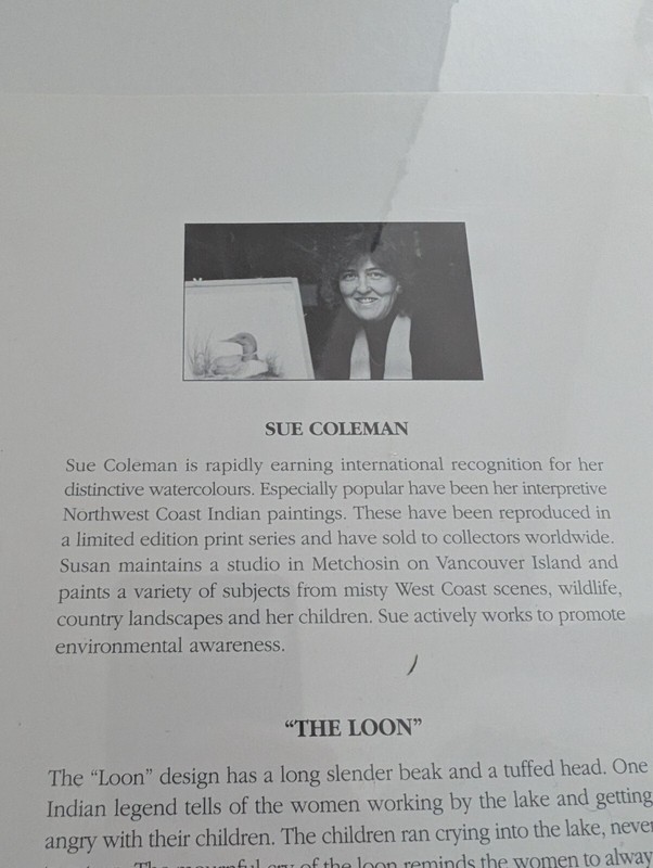 Sue Coleman “The Loon” Framed Print 8.5x6.5in print on a 14" x11" Matt Sealed gallery