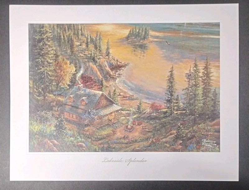 Thomas Kinkade Lakeside Splendor Paper Print 9×6 w COA Calender & Scripture
