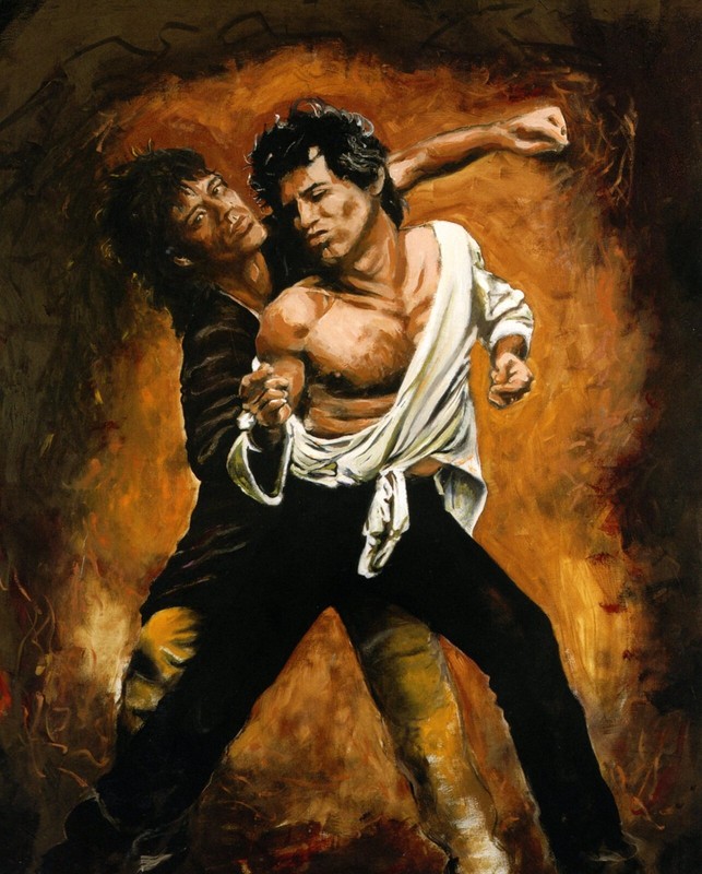 MICK JAGGER & KEITH RICHARDS BY STONES ARTIST RONNIE WOOD 1989 HARDBACK PICTURE