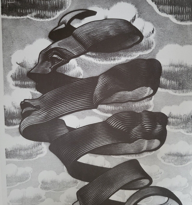 RIND (Like Spiral Skin of a Fruit Floating in Clouds 1955) M C Escher 11×7 Print