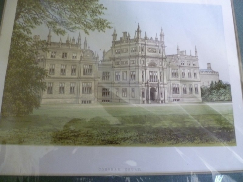 AN ANTIQUARIAN c1880 HAND COLOURED LITHOGRAPH OF 'CORSHAM COURT' WILTSHIRE. gallery