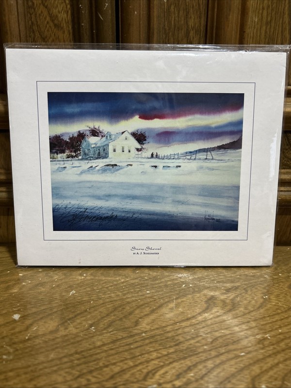 A. J. Schexnayder “Snow Shovel” Signed Print 8 X 10 Packaged Artist Card Etc