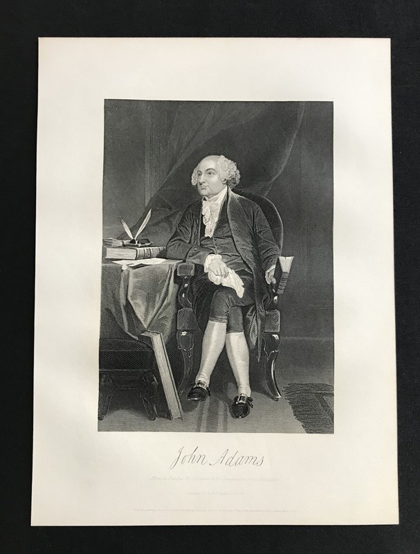 steel engraving Pres US 02 Adams John Cont Congress VP to Geo Wash Bonus papers