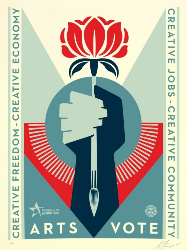 Shepard Fairey ArtsVote 2020 print art deco Obey flower community creators rose