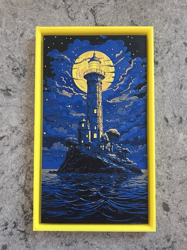3DPrinted Lighthouse Painting Wall Art HueForge 5.8x10"Framed One of a Kind OOAK gallery