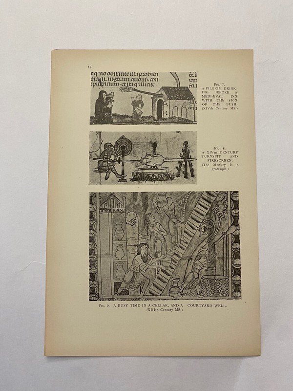 Pilgrim Drinking Medieval Inn Sign Bills of Bell Stilton England c. 1926 Print
