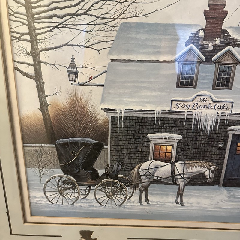 Charles Wysocki «Belly Warmers» FRAMED Art Americana Rural Winter 26×23 Inch