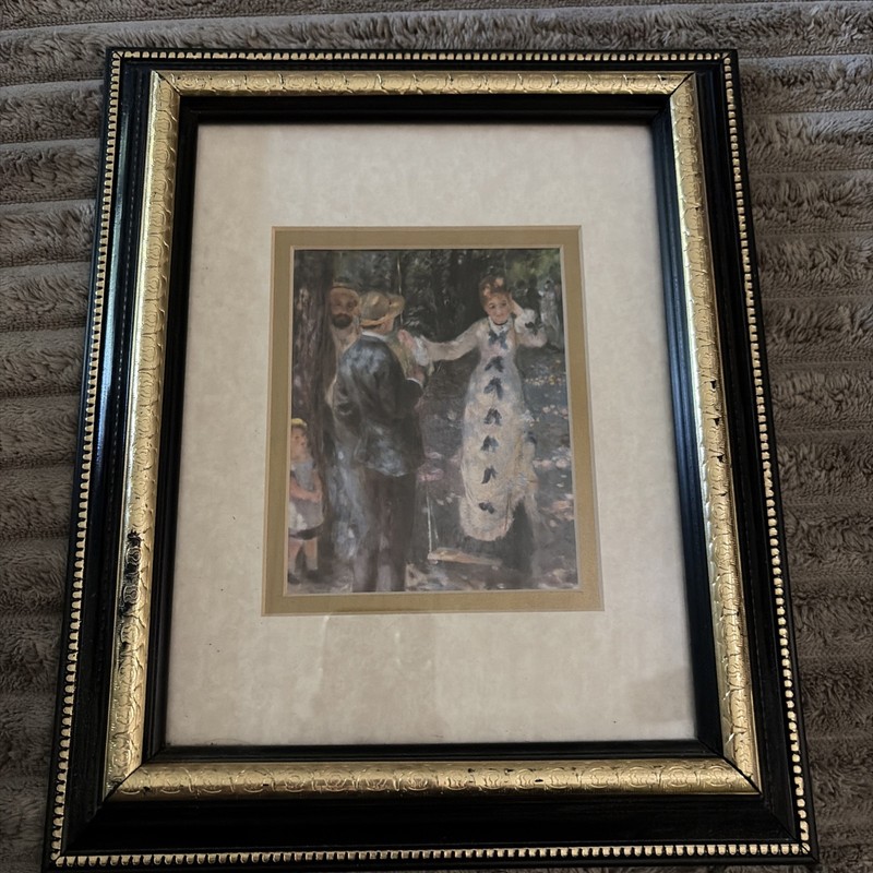 Vintage Gold Framed Pierre-Auguste Renoir “The Swing” Print of Painting Wall Art gallery