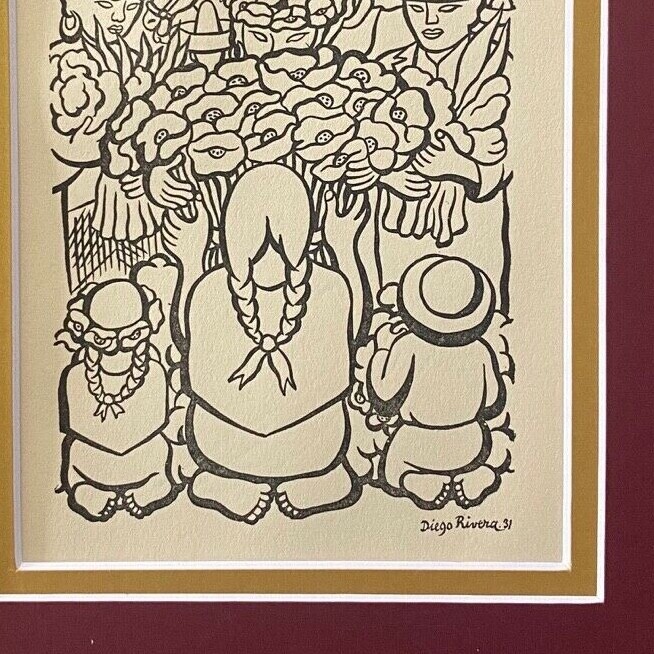 DIEGO RIVERA ORIGINAL 1938 SIGNED ON THE PLATE GRAVURE TO BE FRAMED AT 8X10 gallery