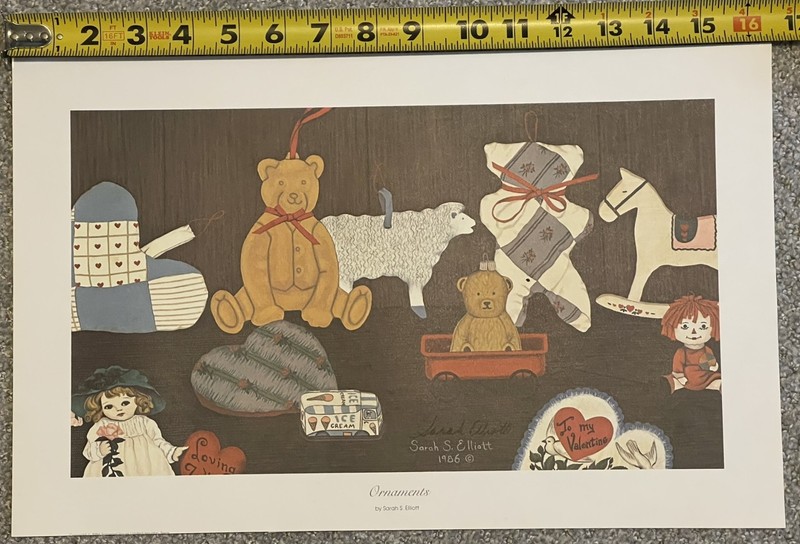 Sarah S Elliot Art Print «Ornaments» Signed