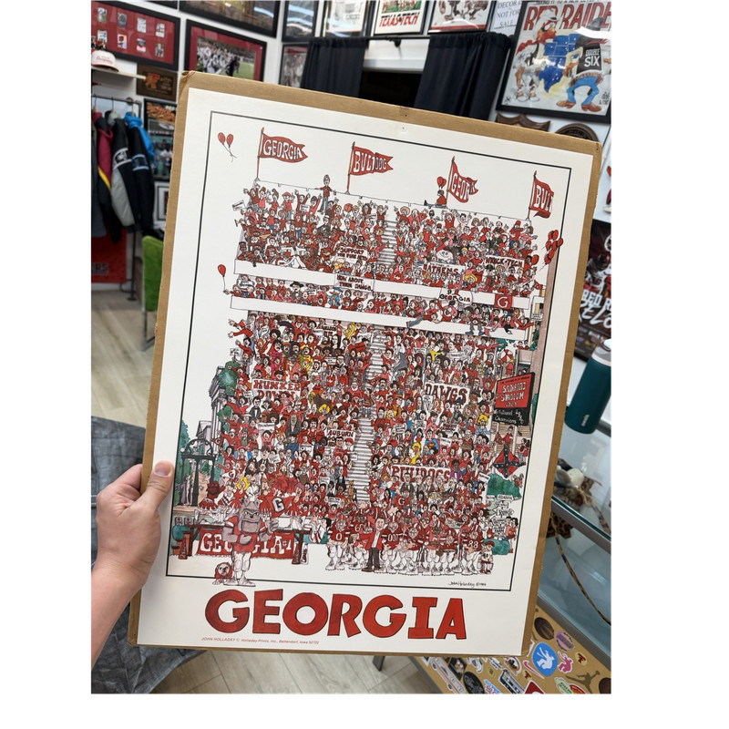 vintage John Holladay Georgia Bulldogs Football Crowd poster 1984