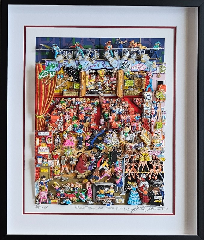 Charles Fazzino Backstage on Broadway NYC Musical FRAMED 3D 88/100DX Hand Signed