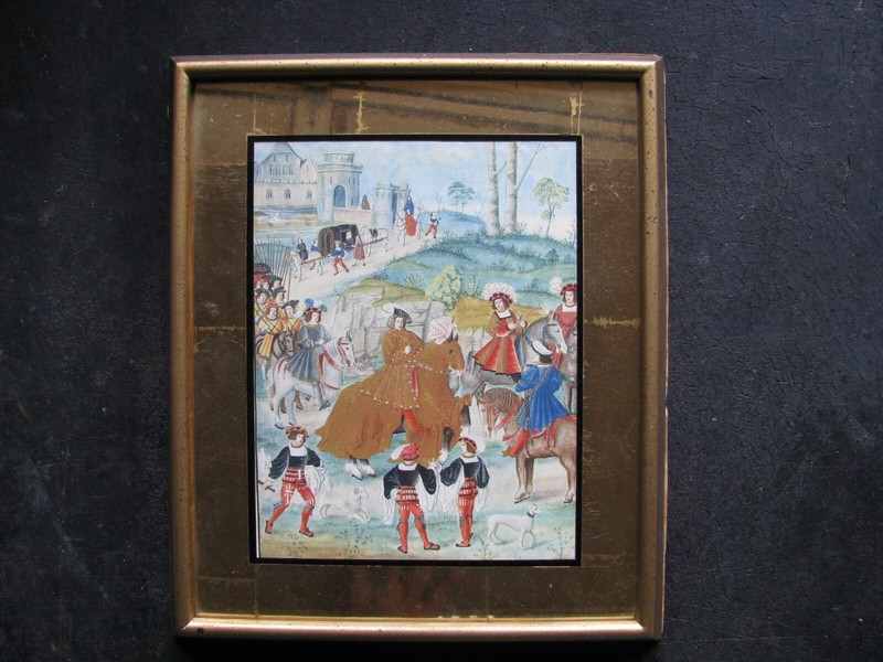 1920s FLEMISH MINIATURE Chromo-Lithograph EMPEROR CHARLES V BRUGES 1515 antique gallery