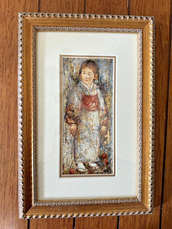 Edna Hibel 8×13 MATTED, FRAMED Reproduction Print ORIENTAL JEWEL