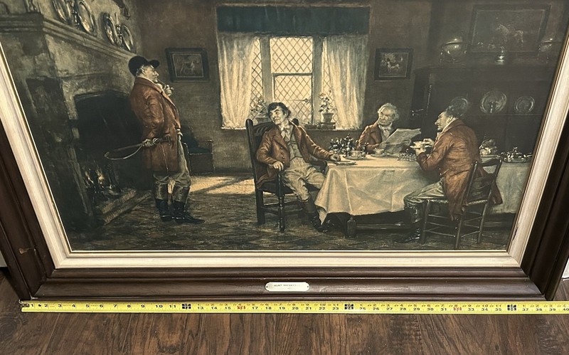 Vintage Frank Moss Bennett The Hunt Breakfast Art Print With Frame 39X29 gallery