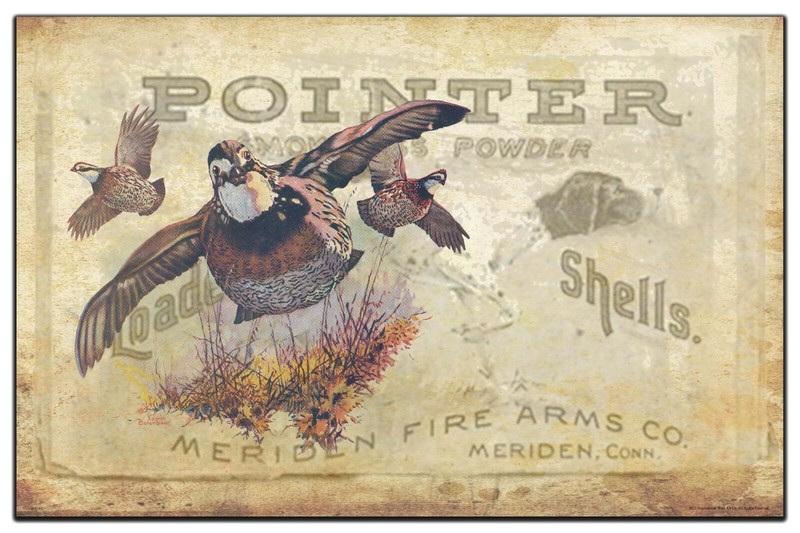 Vintage Pointer Shotgun Shell Box Art Print 11×17 Dog Quail Hunting Wall Decor