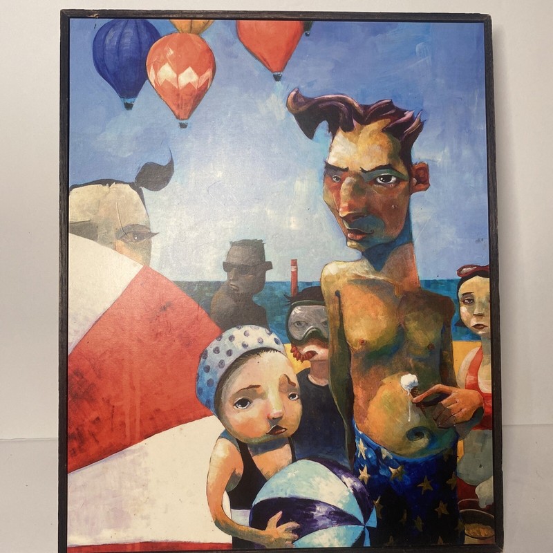 JULY Painting on Wood With Frame Beach Aaron Jasinski Rare Paint Artwork Style gallery