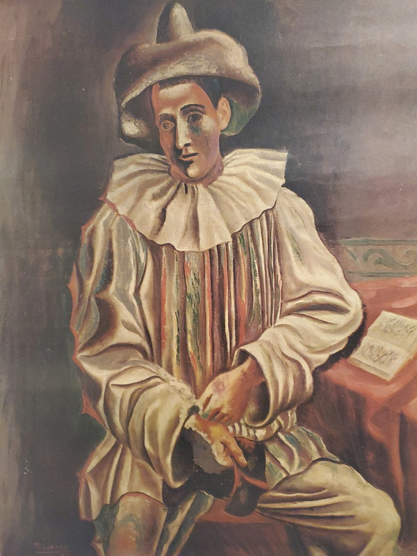 Pablo Picasso 1950s Print "Pierrot Paris 1918" Unframed 24" tall x 19" wide gallery