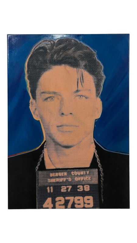 Steve Kaufman – Frank Sinatra Mugshot (Blue) Signed and Numbered Silkscreen
