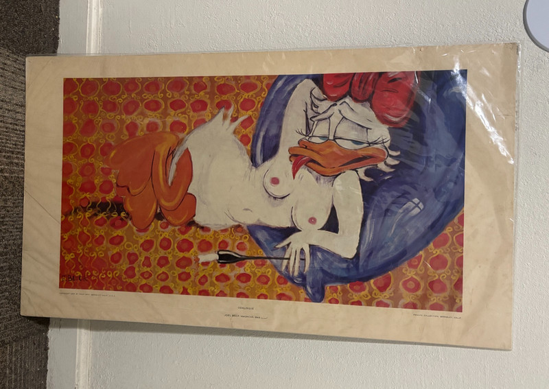 Vintage 1966 18×32 Odalisque by Joel Beck Lithograph Berkeley Underground Art