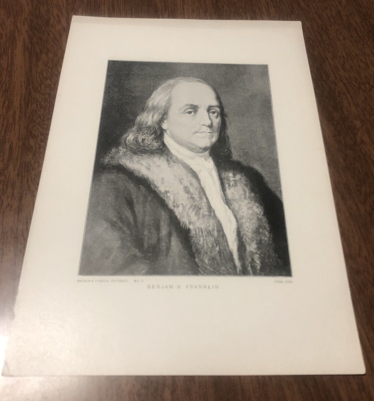 Vintage 8 x 5.5″ Print Brown’s Famous Pictures – Benjamin Franklin – No. 5