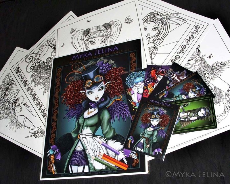 Fairy Art Adult Coloring Fantasy Steampunk Rockabilly Myka Trading Card Set 3