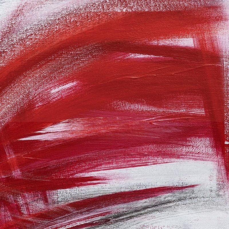 Black & White w Red Abstract Lithography Print on Board from Painting, 24" x 24" gallery