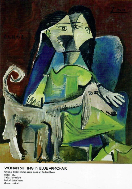 Pablo Picasso Art Cardt «WOMAN SITTING IN BLUE ARMCHAIR» 4 in x 5 3/4 iin.