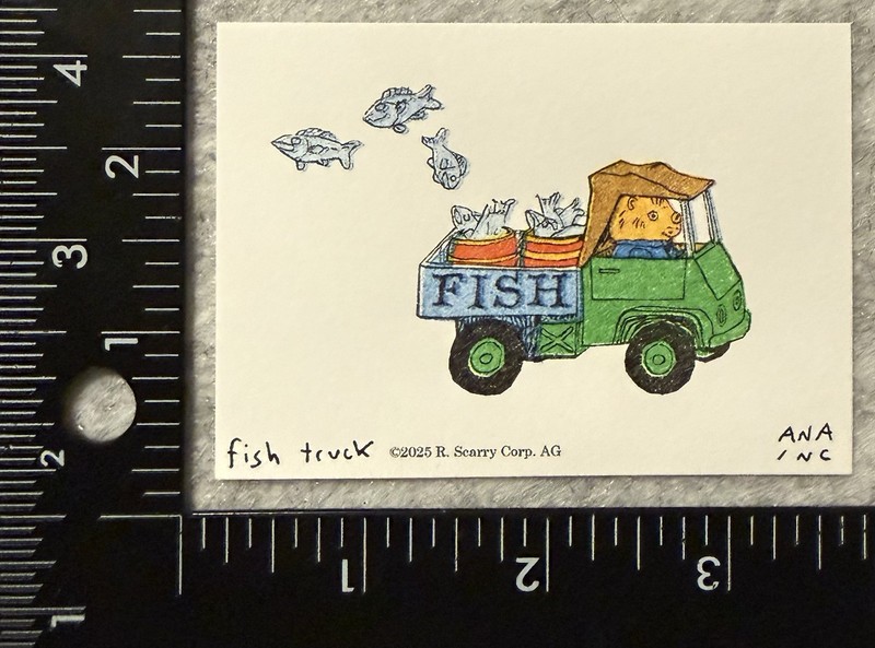 Lot of 1 Ana Inciardi X Richard Scarry Animal Mini Print Fish Truck Cat