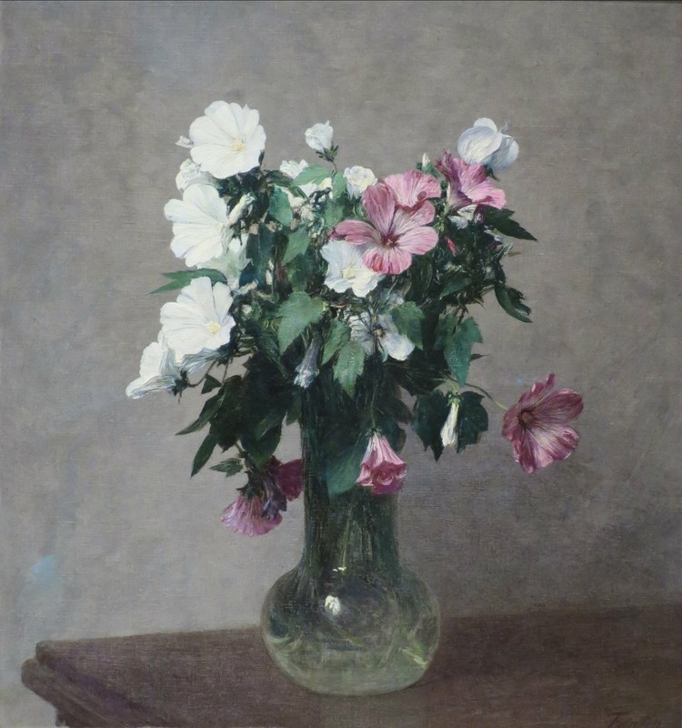 Art White and Pink Mallows in a Vase by Henri Fantin-Latour Print Giclee