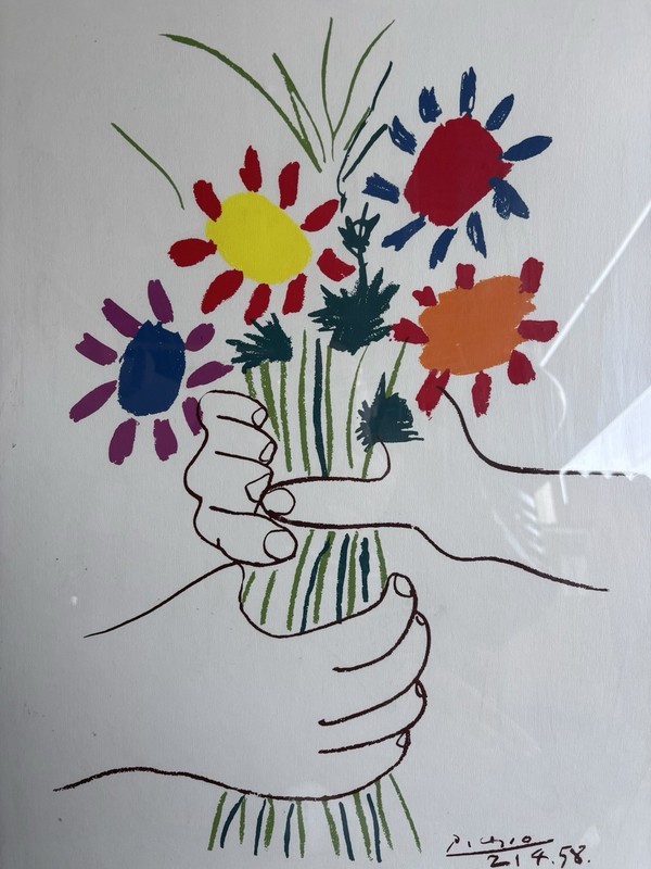 Picasso Bouquet of Peace Framed Print Flowers 1958 28×22 Portrait