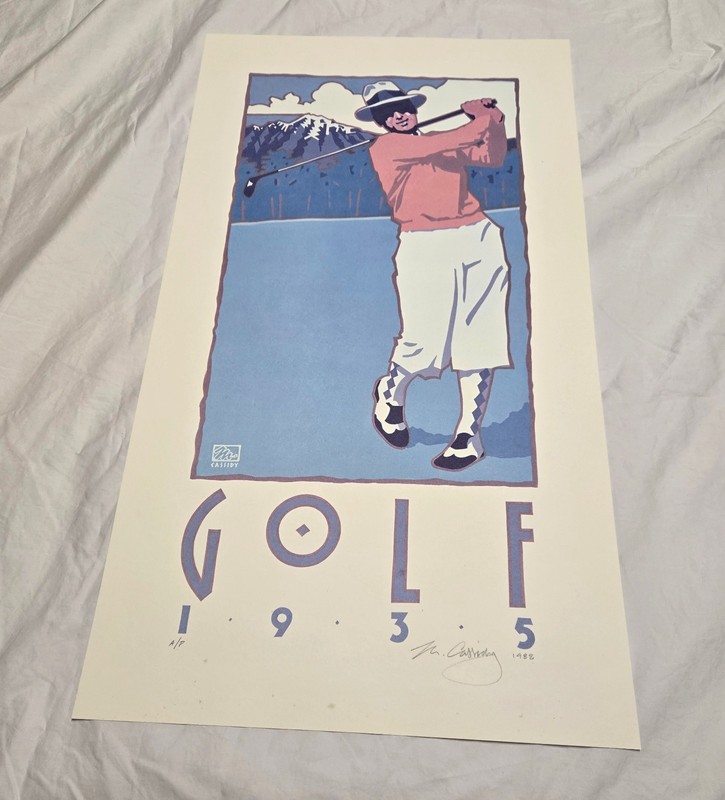 Rare 1988 Michael Cassidy Golf 1935 Golfer Signed Artist Proof AP Print Poster