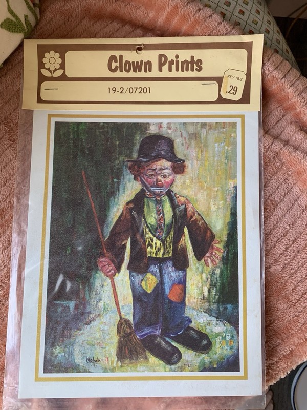 VINTAGE Art Picture 1966 MICHELE CLOWN Litho PRINTS~EXCELLENT!!! NIP Circus