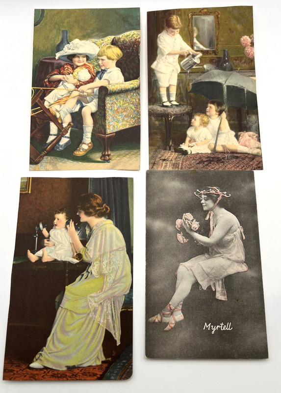 Set of 4 Children/Adult Pictures/Prints – Thin Paper – Early 1900’s