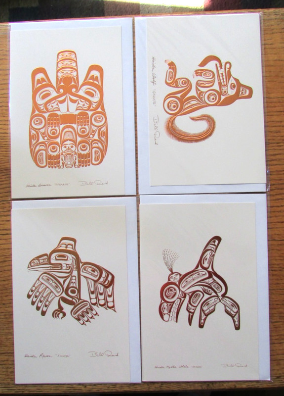 BILL REID Haida Copper – WOLF* RAVEN* BEAVER *KILLER WHALE 6″ x 9″ Art Card Set