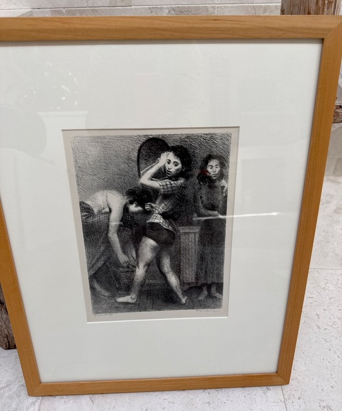 Raphael Soyer, "Backstage" Framed Print signed in Plate and on paper gallery