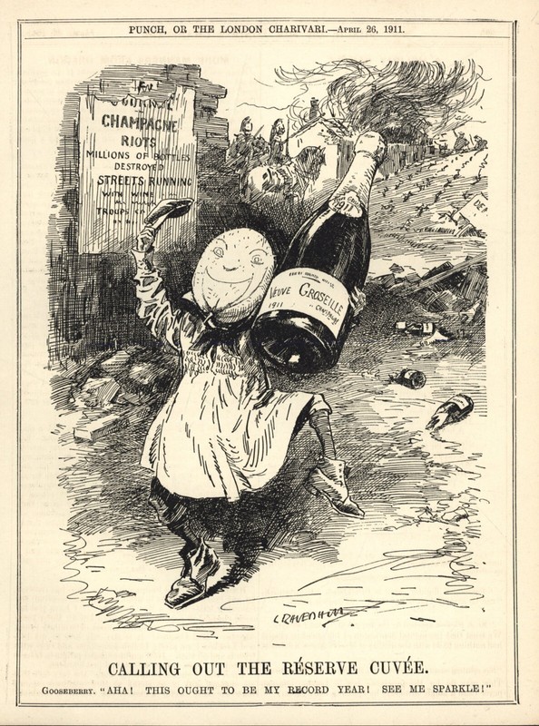 Rare British Cartoon FRENCH CHAMPAIGN RIOTS of 1910-11 [Gooseberry] HUMOR/SATIRE