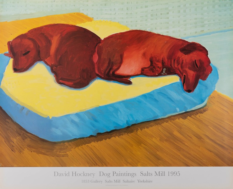 David HOCKNEY: Dogs Painting – Original Color Poster