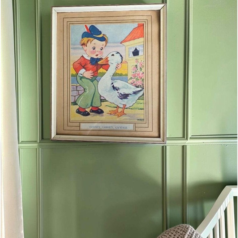 Hank Hart mid-century children's nursery rhyme illustration baby's room decor