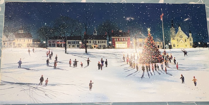 Sally Caldwell Fisher Christmas in the Village Signed and Numbered Giclee Print