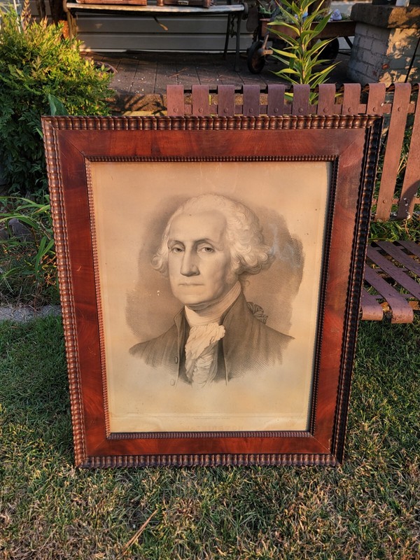 Stunning Lithograph Engraving George Washington Framed Antebellum Period