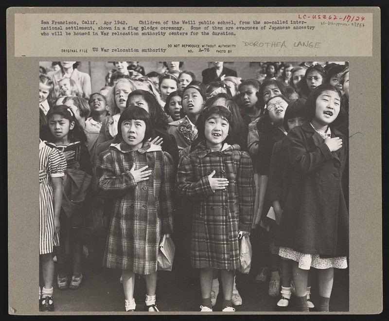 Dorothea Lange Weill School Nationality Flags Japanese American SF 1942 20×16
